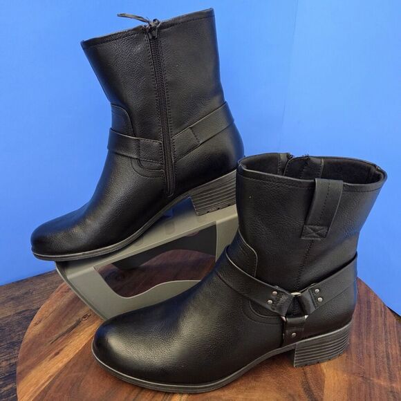 Frye and Co Elodie Moto Boot Black Stacked Heel Cushioned Women's 11M NWT - Picture 4 of 13